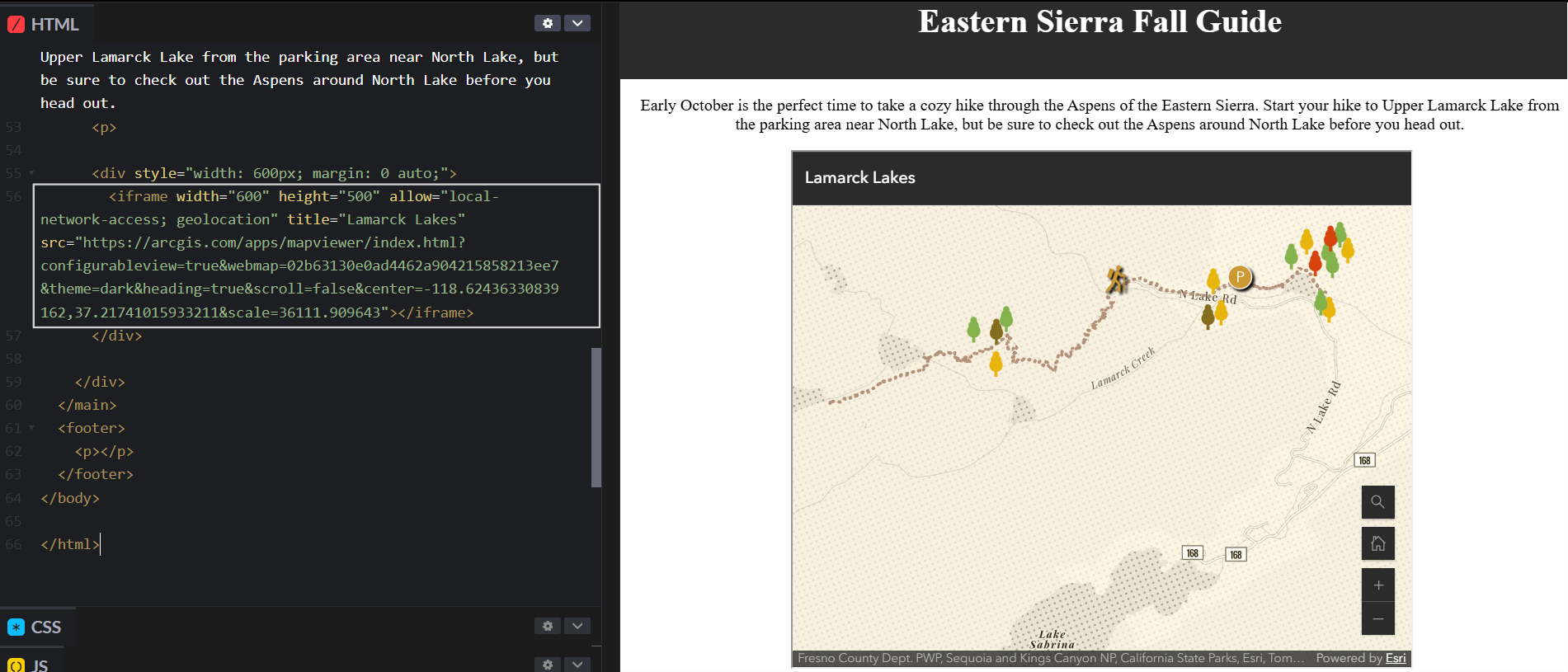 An image showing the code and output from iframe embed. An image showing the code and output from iframe embed.