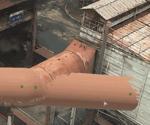 Edit 3D pipe based on Gaussian splat layer. Processed with ArcGIS Reality. Copyright Portcoast Consultant Corporation.