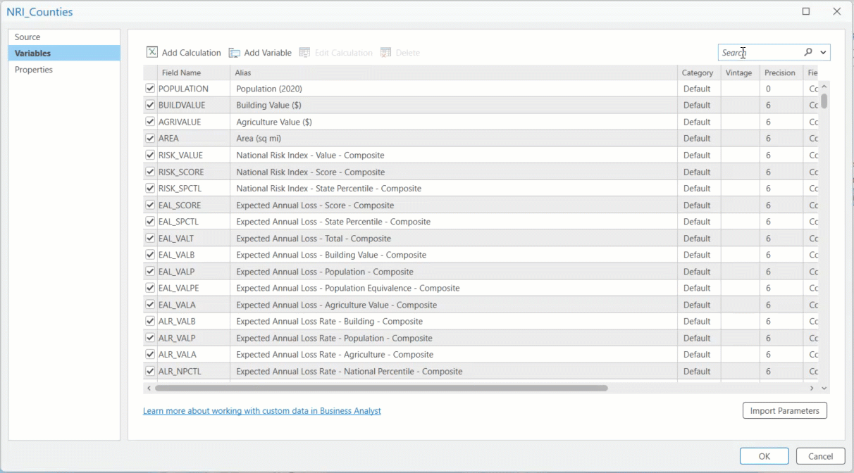 Searching variables in SDCX