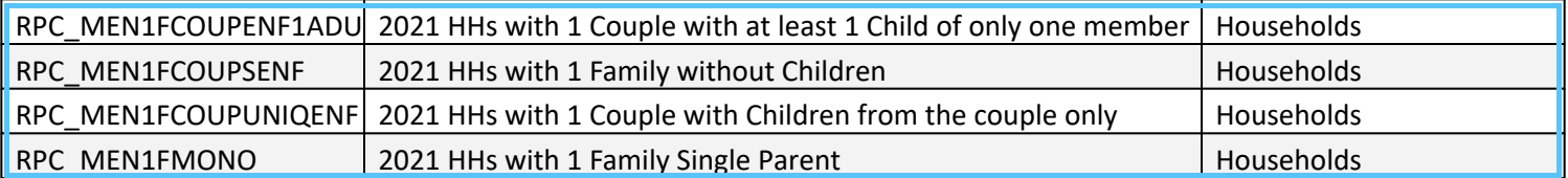 New Household variables, Esri France