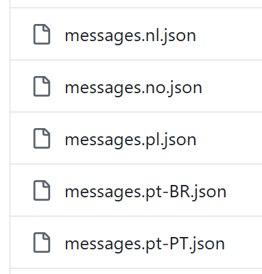 A list of json resource files that store translated strings for supported UI languages