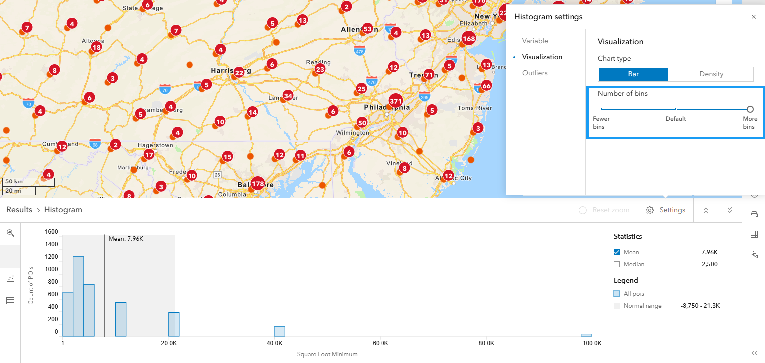 Change number of bins