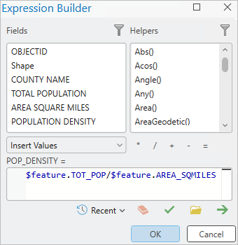 Arcade Expression Builder dialog box