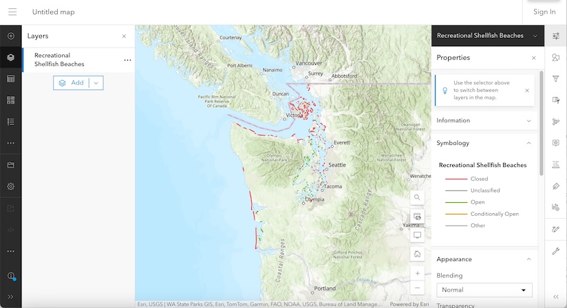 map layer in ArcGIS Online Map Viewer
