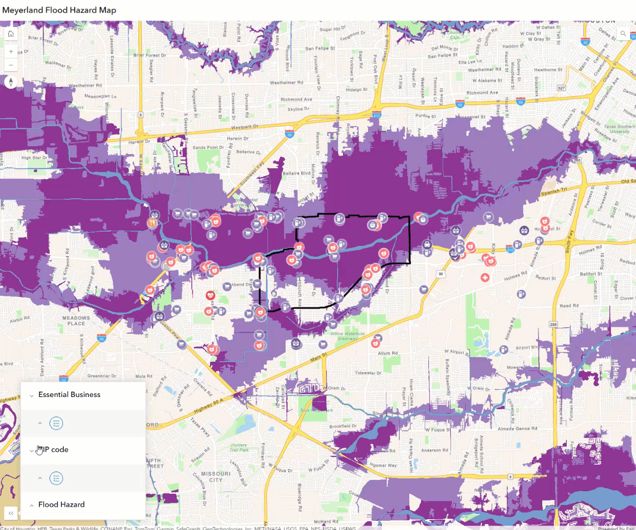 Interacting with flood map application.