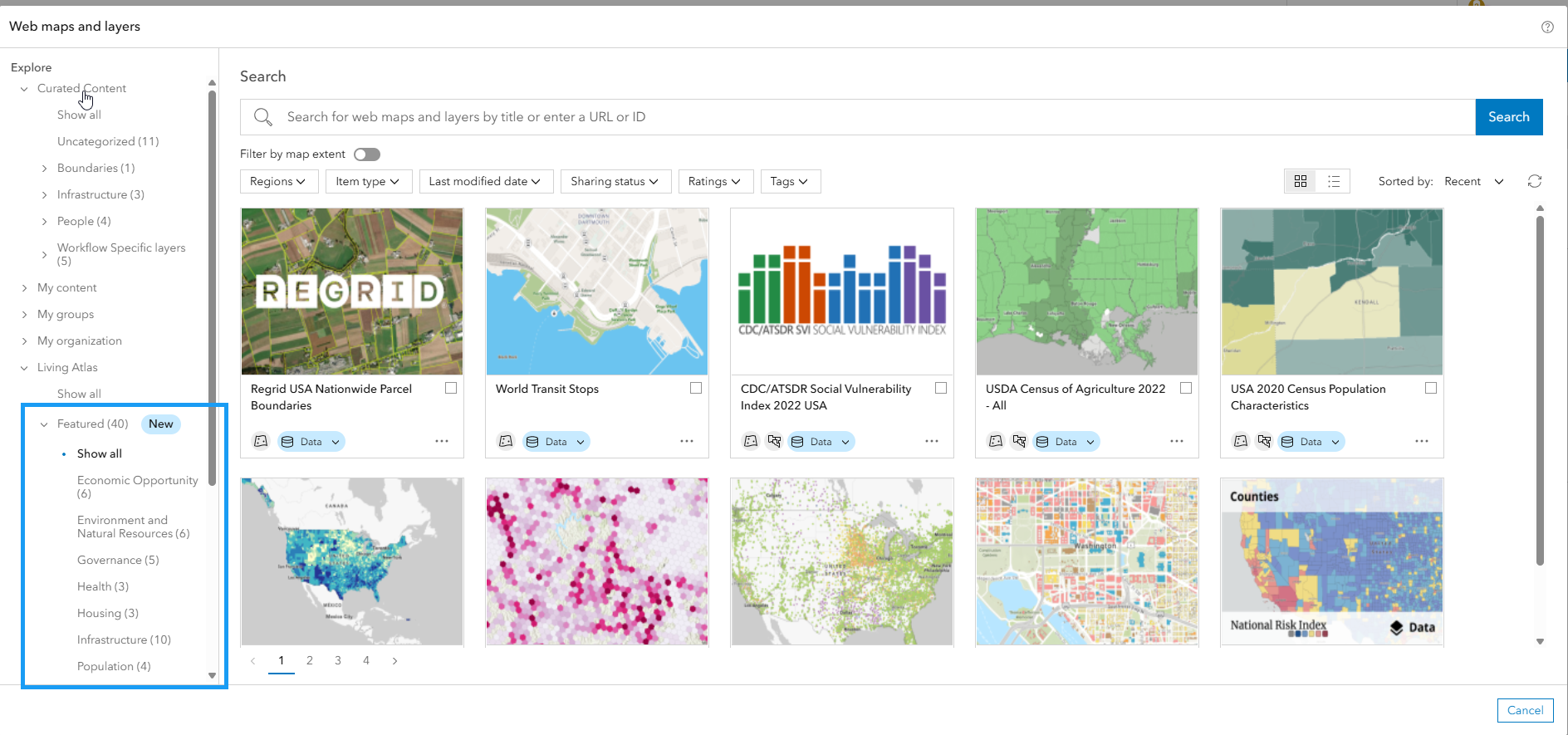 Living atlas featured content