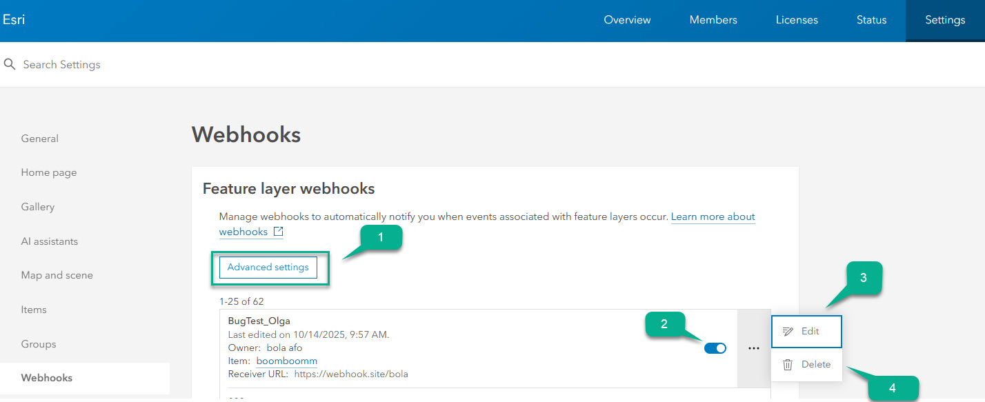 Administrator webhooks on “Organization > Settings > Webhooks” Administrator webhooks on “Organization > Settings > Webhooks”
