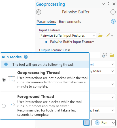 Tool Run Modes in ArcGIS Pro 3.6