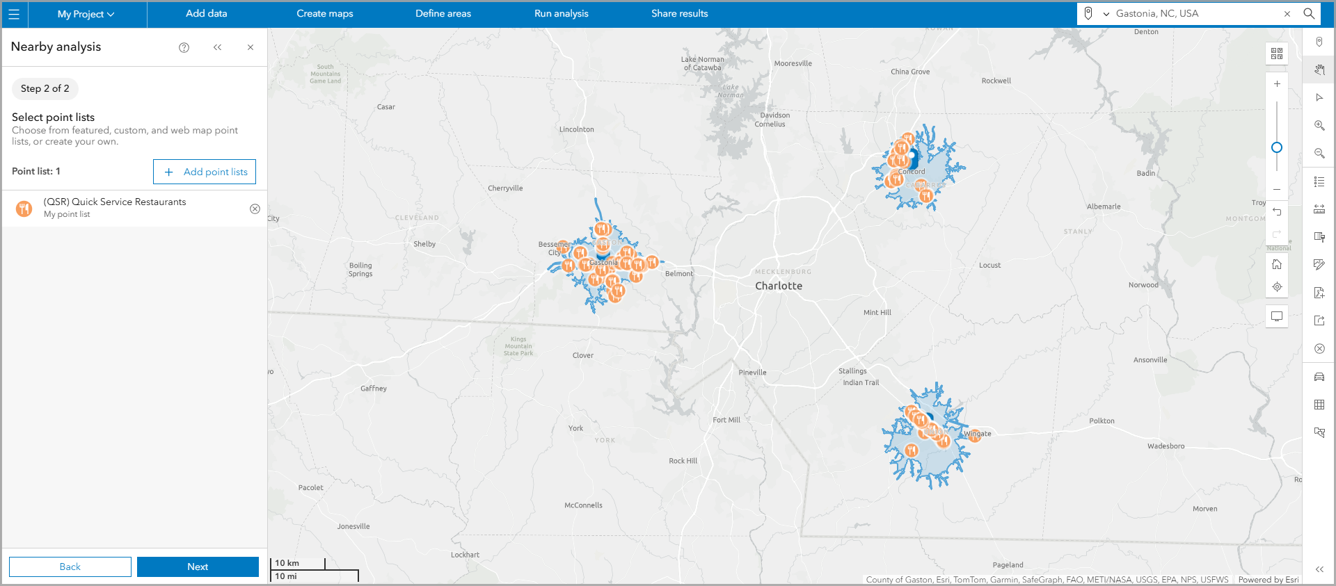 Nearby points mapped within sites