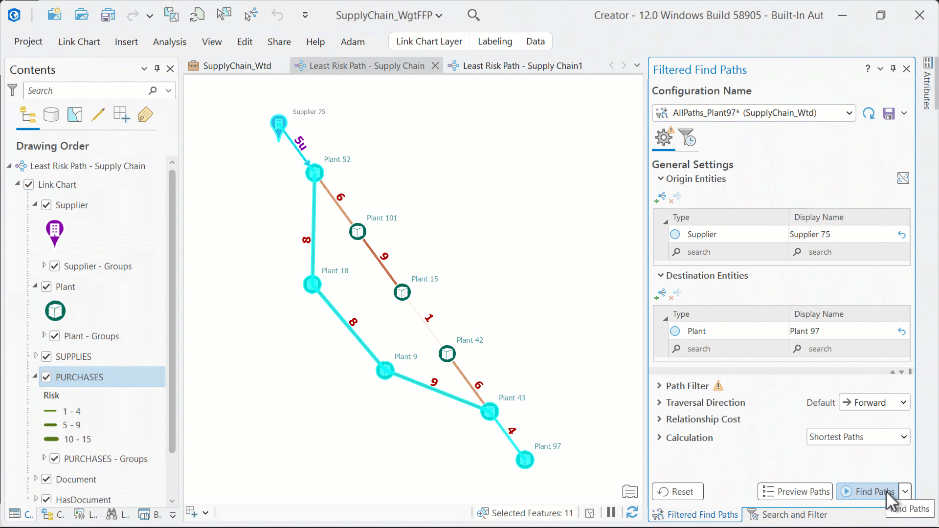 Least Cost Paths in the Filtered Find Path tool