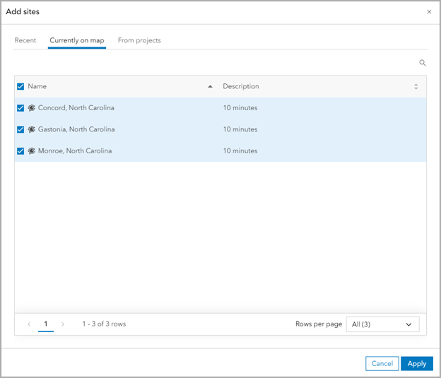 Add sites window in nearby analysis