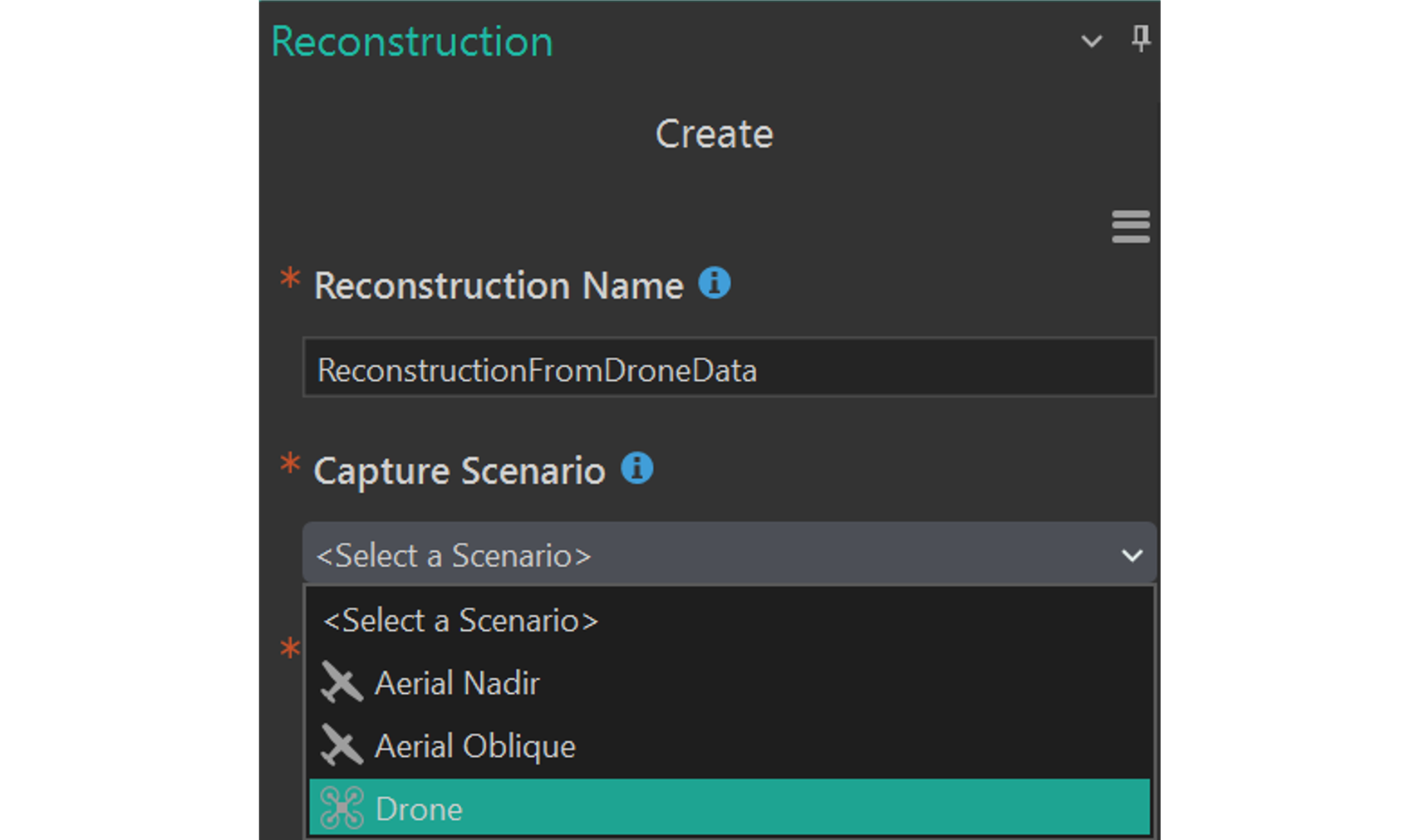 Drone Scenario for optimal 3D reconstruction from drone images