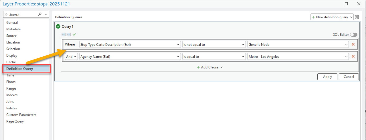 Query specific metro transit region.