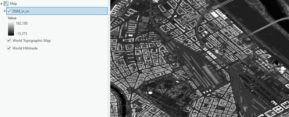 Sample data layer of elevation data, displayed in Stretch mode