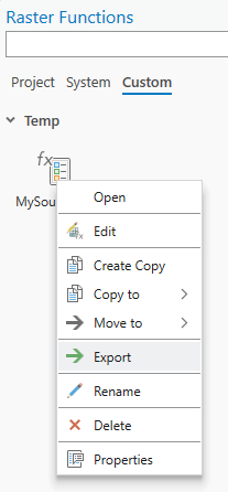 Option to export raster function to disk