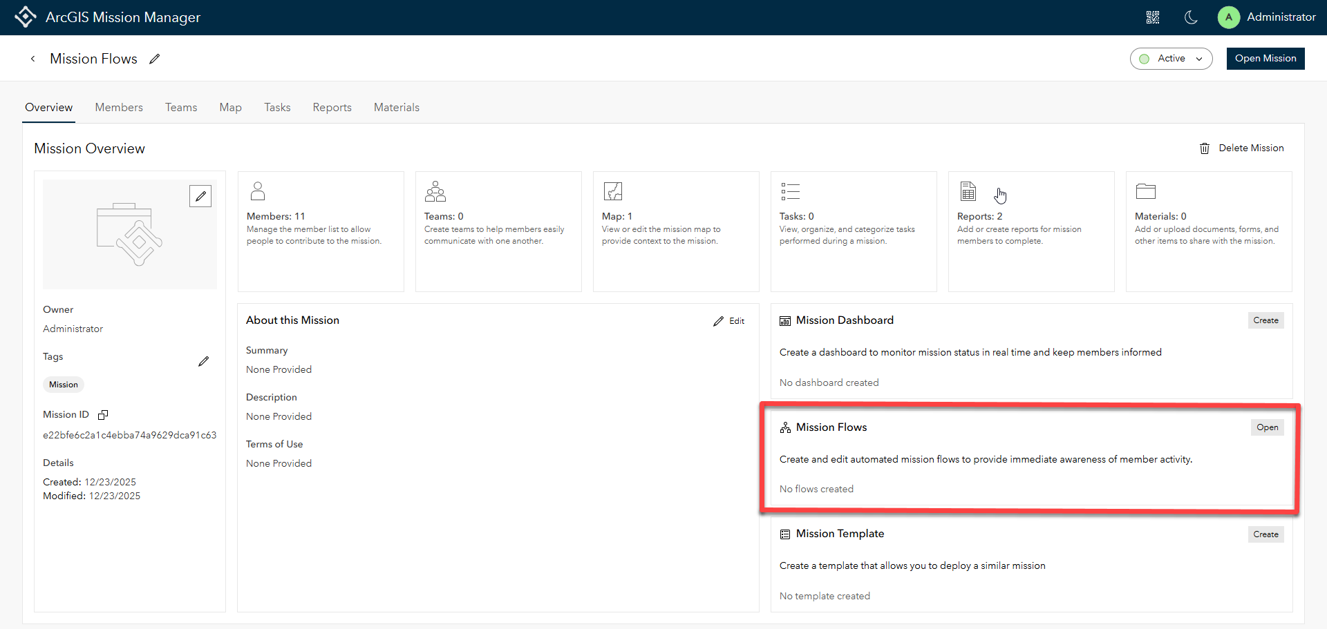 Mission Flows Configuration