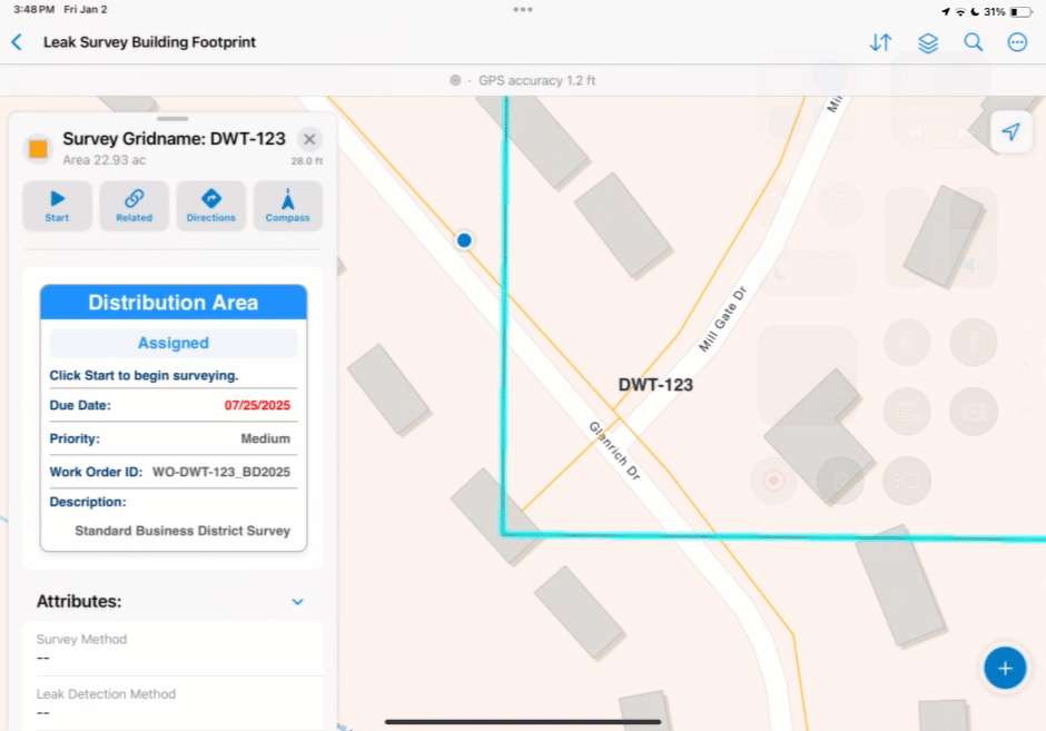 A GIF showing the automation of GPS breadcrumb tracking in the ArcGIS Field Maps mobile app.