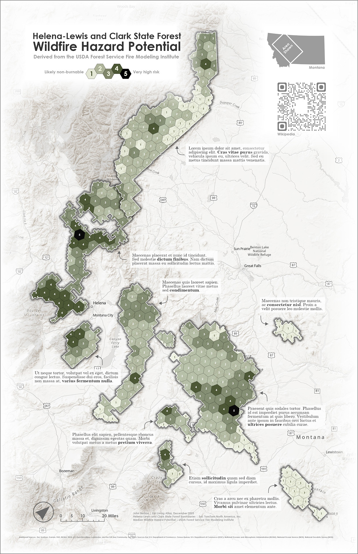A map layout with a considered design structure, in portrait orientation