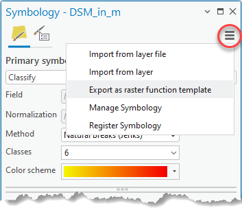 Option to save current classification as a raster function template