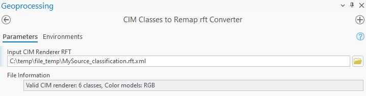 Input section to specify .rft file to convert