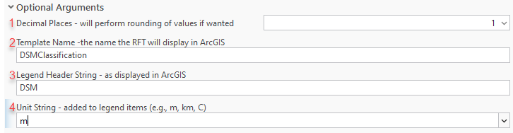 Optional Arguments section