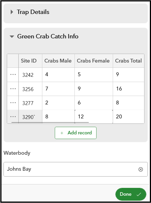 Repeats in a tabular view