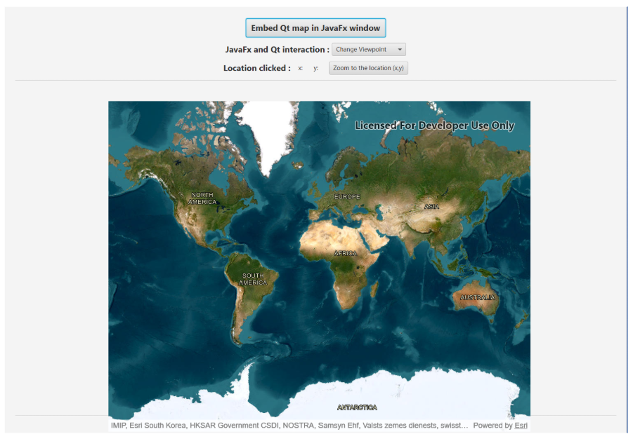 World map with three buttons above it