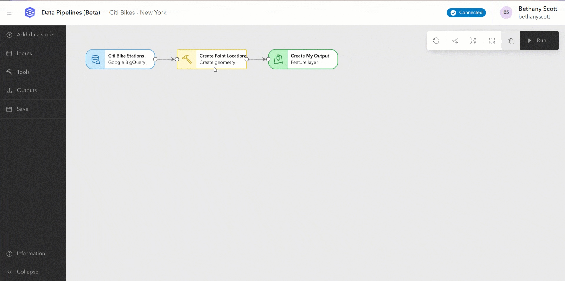 Data Pipelines interactive preview experience to investigate your data in a table, map, or schema view.