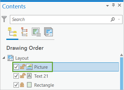 The Picture layer in the Layout's Contents pane