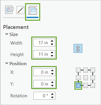 Placement and position properties for the layout picture