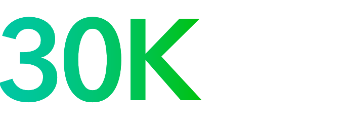 Large blue and green numbers stating 30K, representing 30 thousand cities and local governments