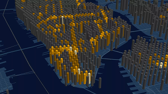 Mappa verticale di concentrazione in grigio e giallo su sfondo blu