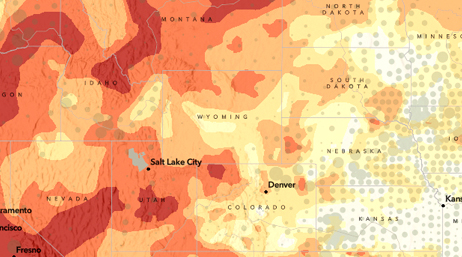 An interactive map that lets users search for drought information across the US