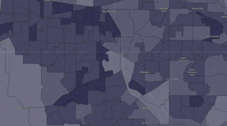 A dark map that combines environmental and demographic indicates to report environmental justice screening