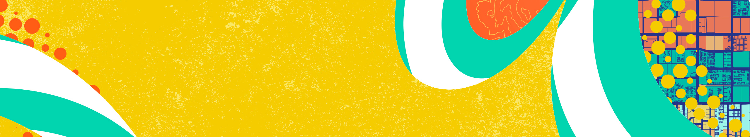 Wide horizontal abstract artwork featuring a bright yellow background
