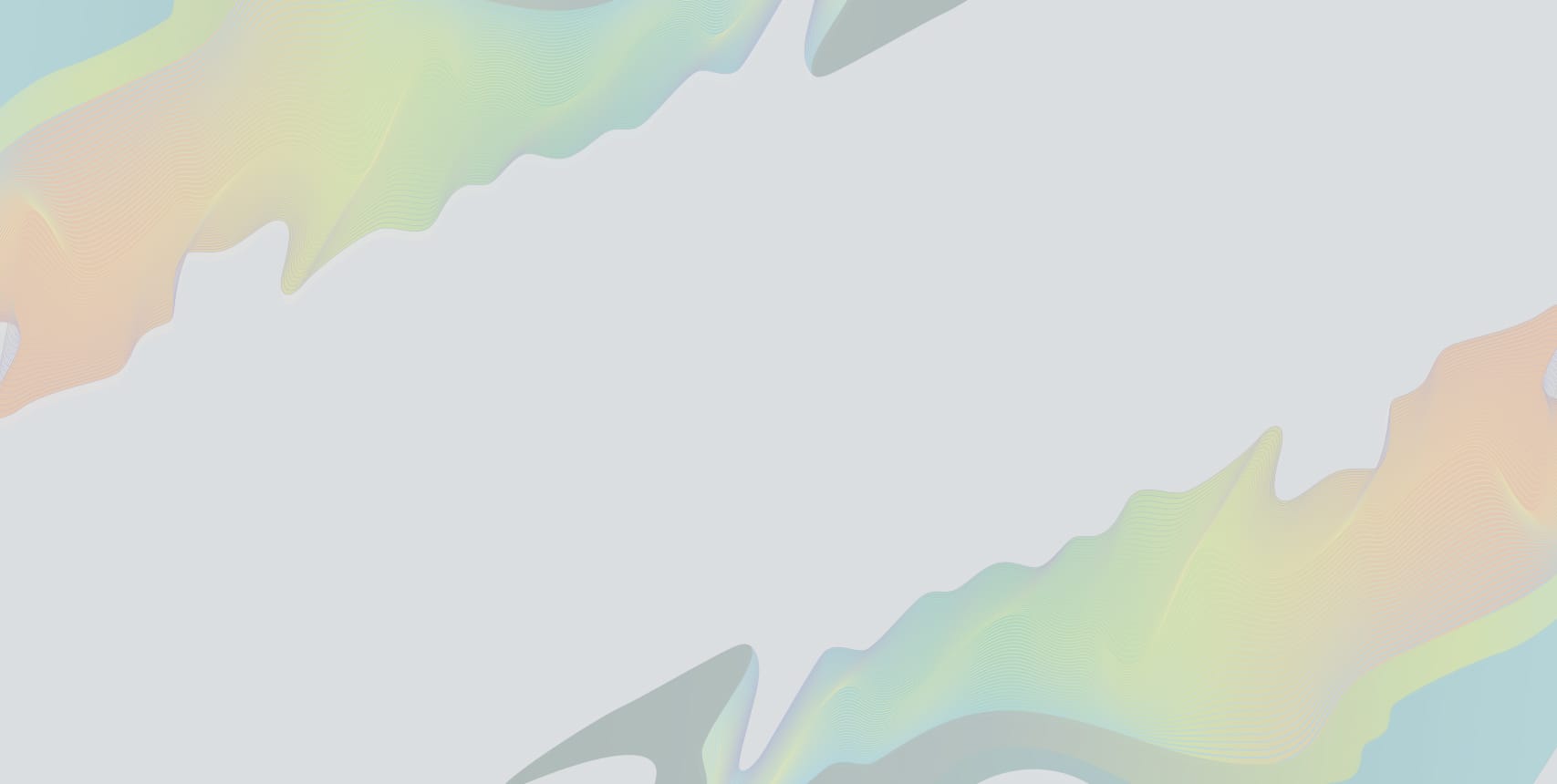White background with splashes of pastel blue, green, yellow, purple, orange and gray in the upper left and lower right corners