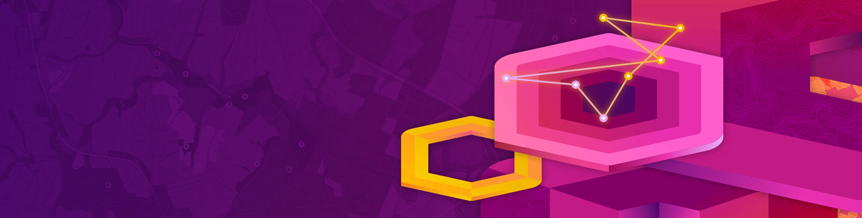 Featured Speakers banner with geometric shapes in yellow and pink to the right of the title.