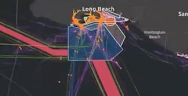 Map of the vessel traffic organization at the Port of Los Angeles in Long Beach, California