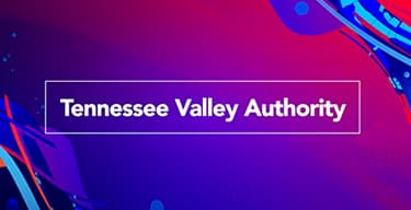 Blue and red background with abstract swirls and title Tennessee Valley Authority
