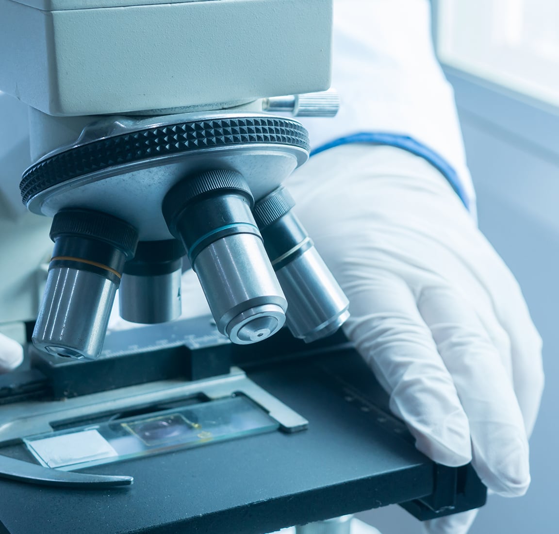 A compound light microscope in a lab