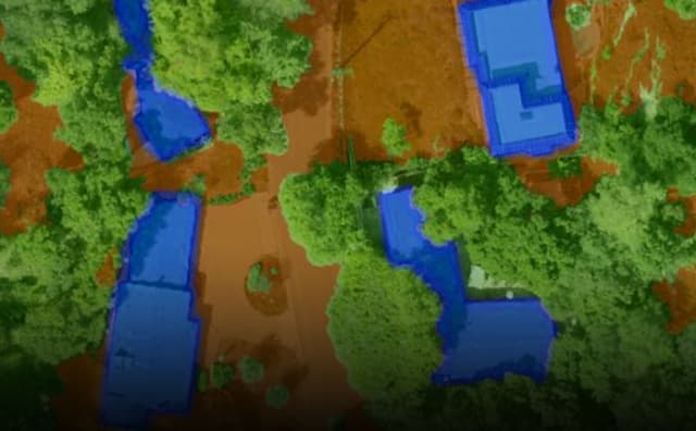 3D modeling of buildings being built near trees