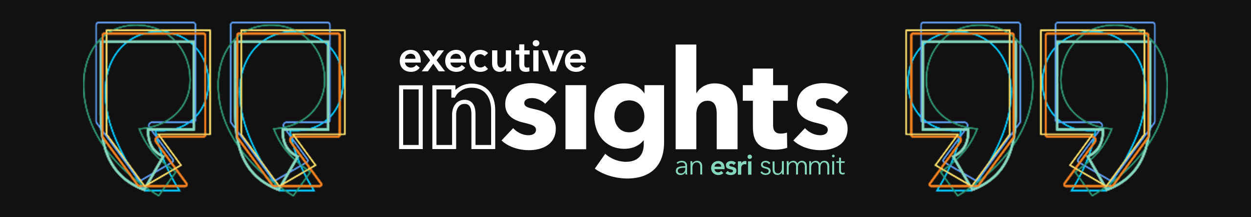 Stylized layered outlines of large quotation marks in varying colors