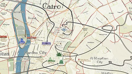 Map of the city of Cairo in Egypt