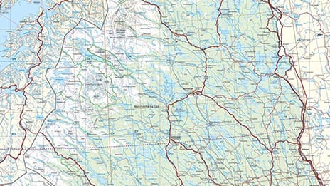Topographic map showing a portion of the country of Sweden