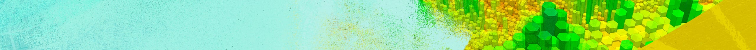 Abstract visualization of a landscape made of hexagon-shaped columns in varying heights