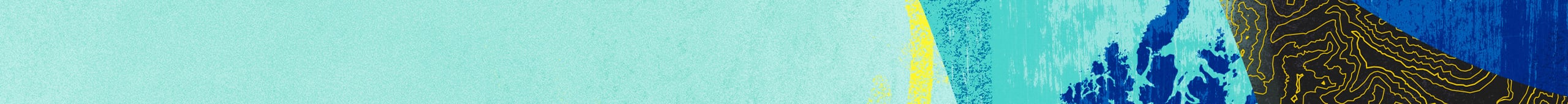 Horizontal abstract artwork features a large turquoise area contrasted with deep blue and black sections