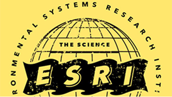 Retro-style badge reading “Environmental Systems Research Institute” and “The Science ESRI” around a globe graphic