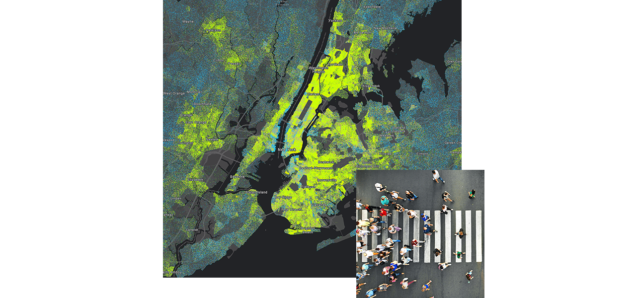 Eine Karte von New York, auf der Einkommensextreme dargestellt sind