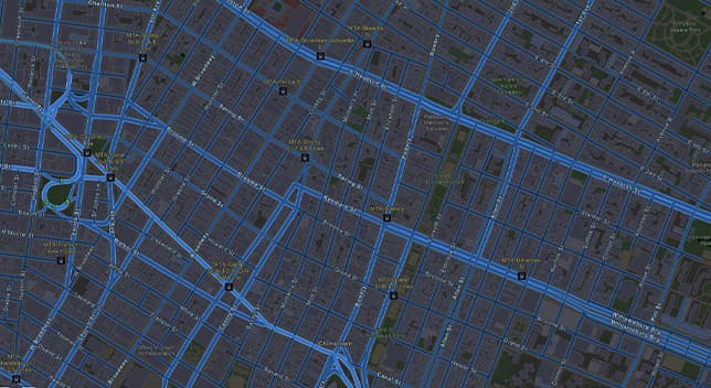 Generic dark image of a street map
