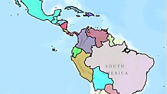 A simple colored map showing portions of Central and South America